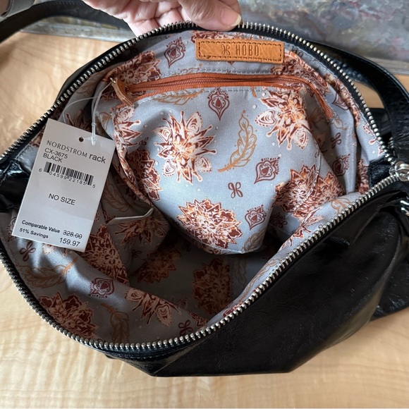 NWT HOBO brand black leather fold over or up, shoulder/CB new bag. silver hdw - Picture 2 of 16